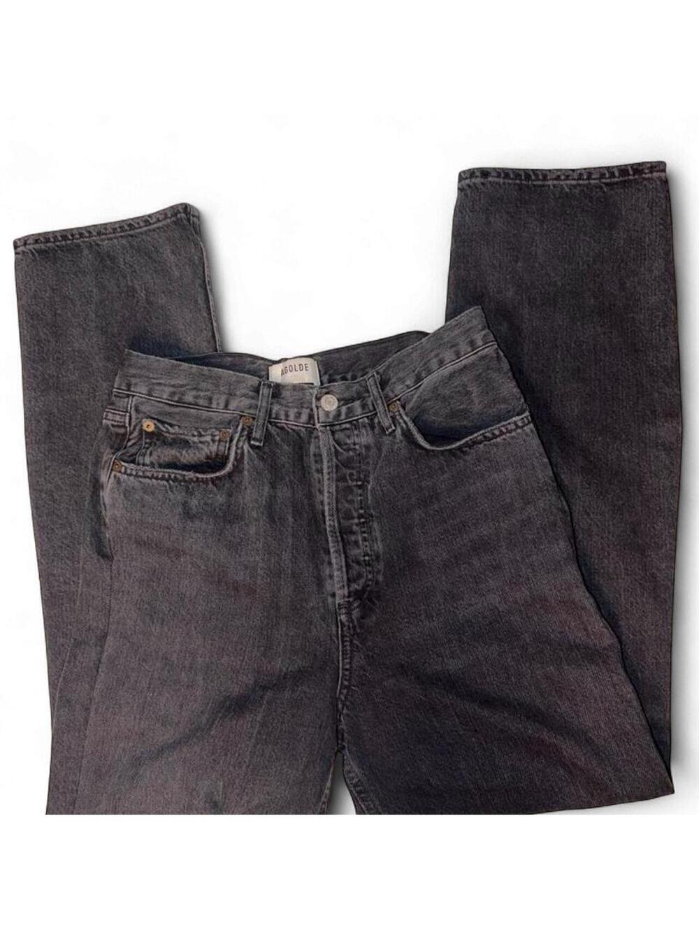 AGOLDE 90's Mid Rise Loose Fit Straight Leg Jeans Photogram Black - Size 26